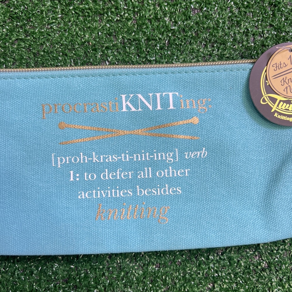 PROCRASTIKNITING‎ Knitting Needles Zippered Pouch For 10" Needles Teal NWT - Picture 2 of 8